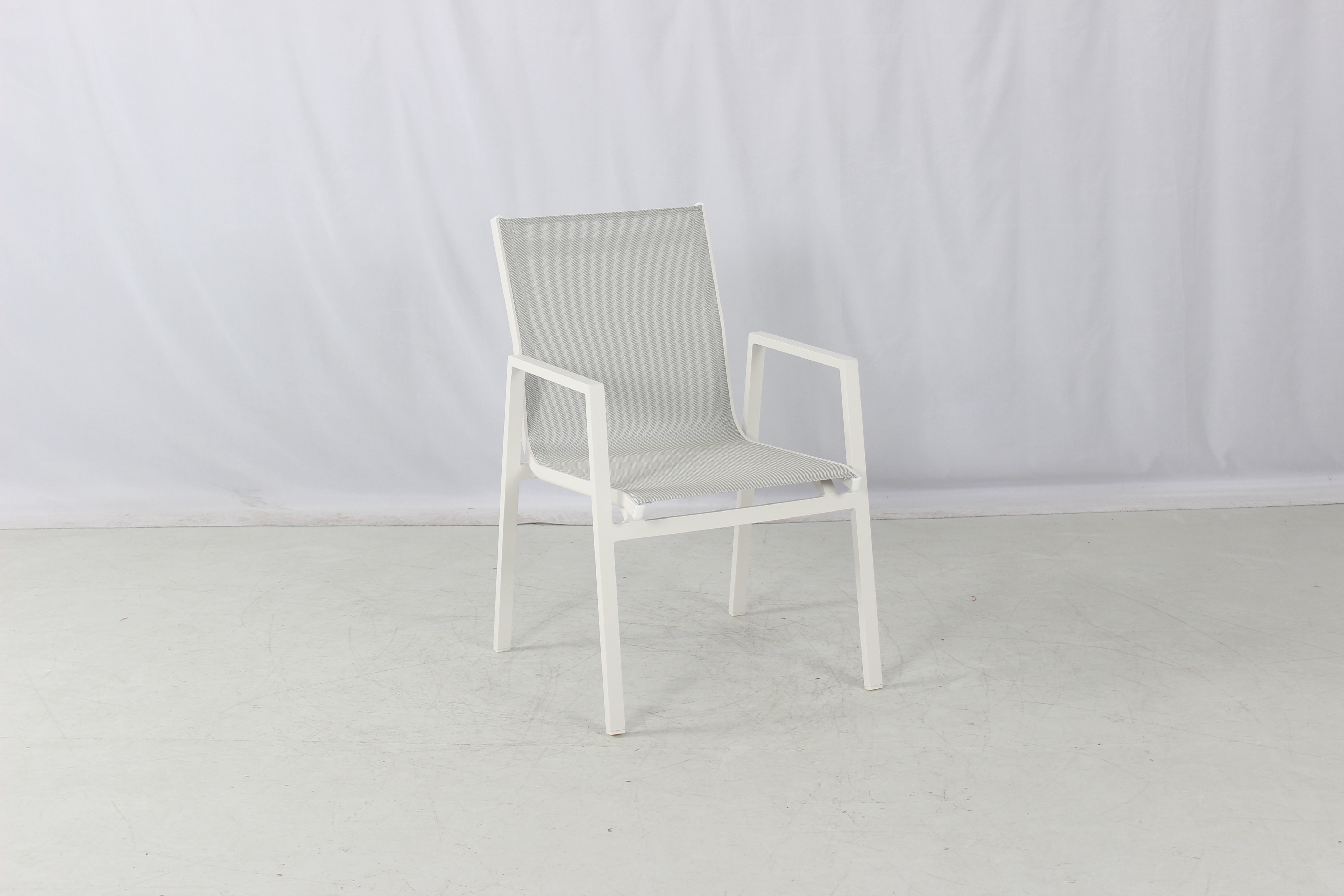 White aluminum 6 seater patio terrace dining furniture set