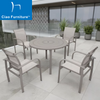 5 pieces outdoor terrace aluminum round dining table and chairs set