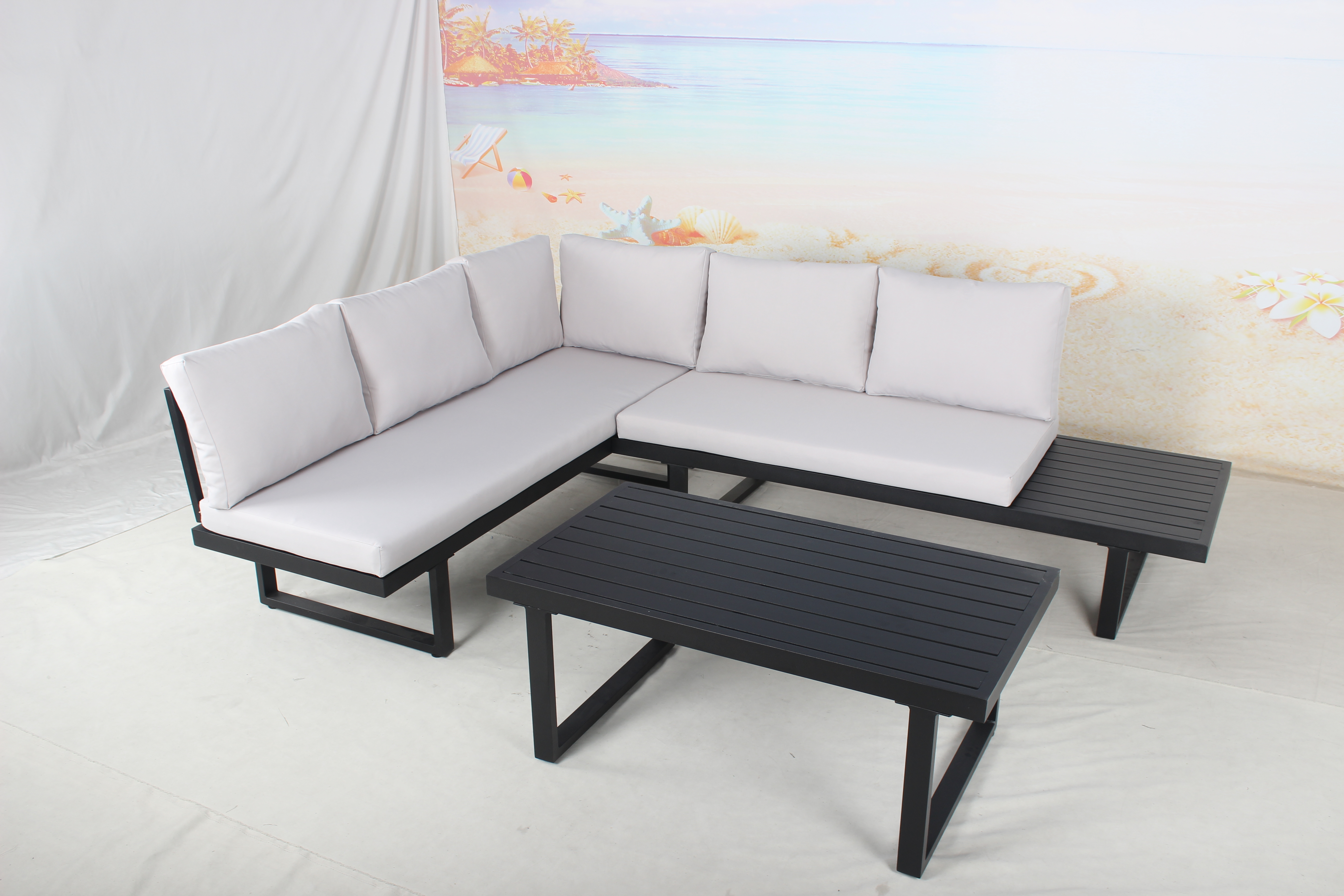 Modern KD aluminum outdoor garden sectional sofa 