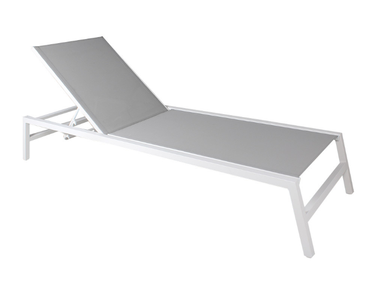 White aluminum frame outdoor pooolside sun lounger