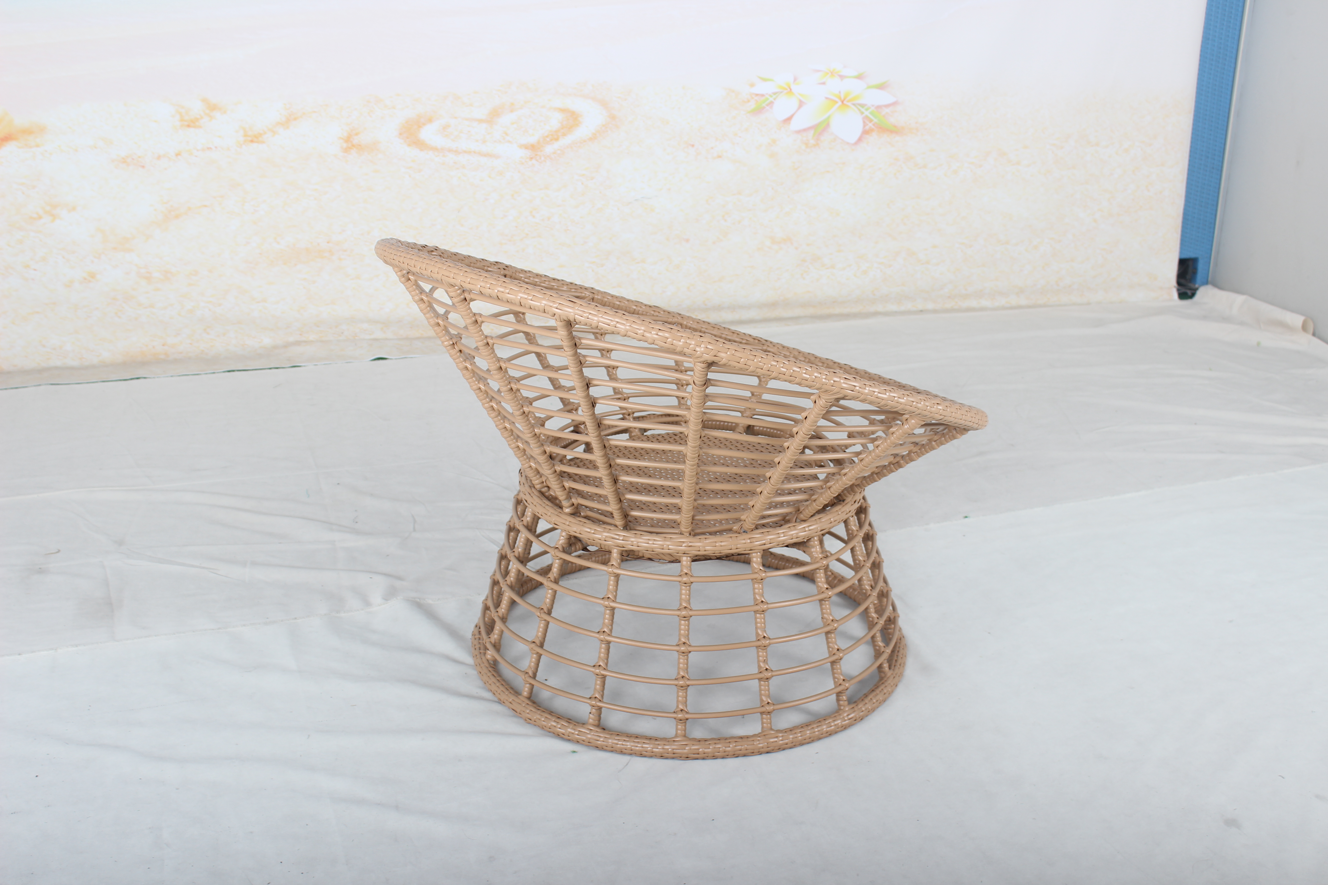 Outdoor rattan papasan chair with cushion