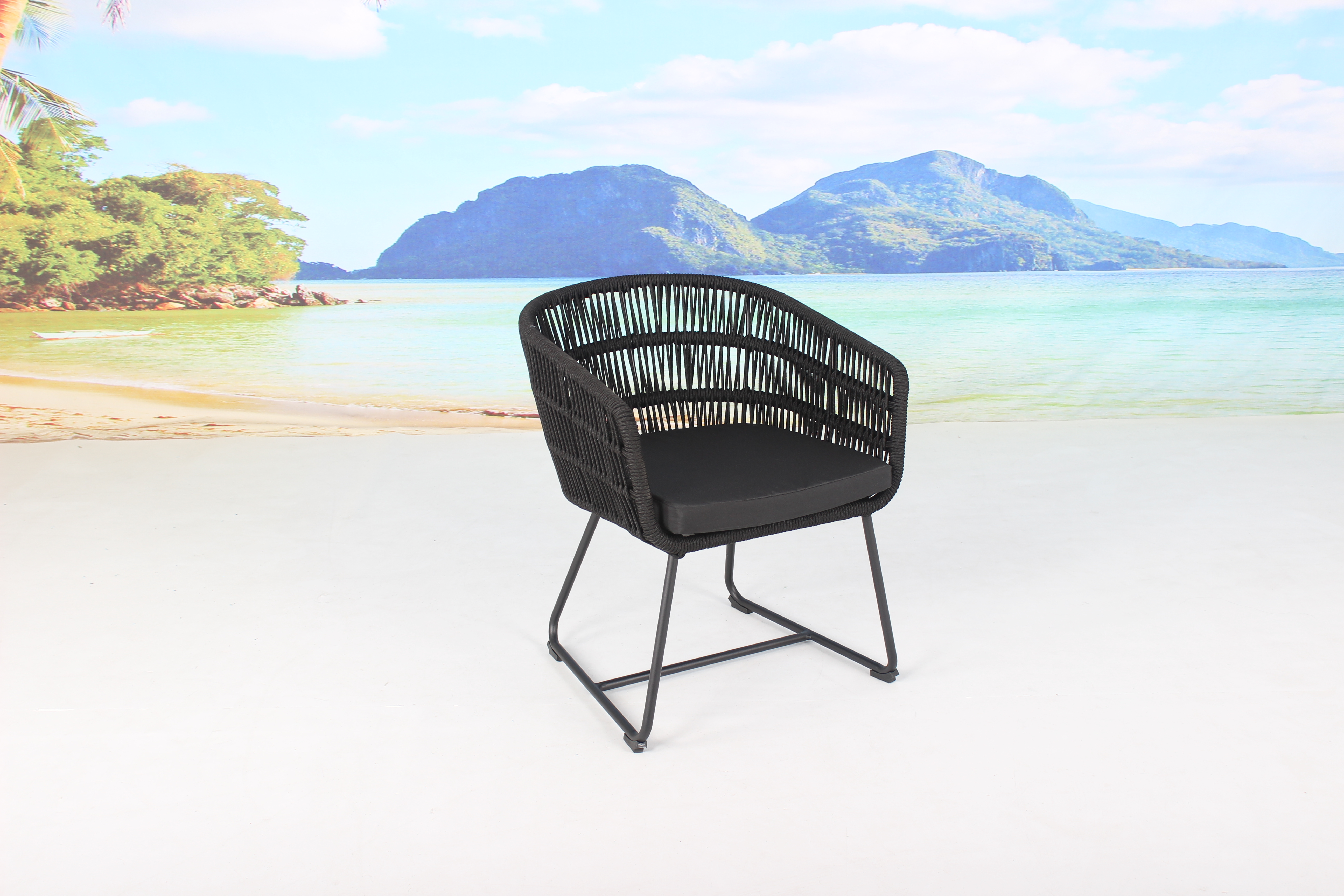 Black rope garden outdoor arm chair