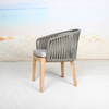 Grey rope woven wood outdoor dining chair