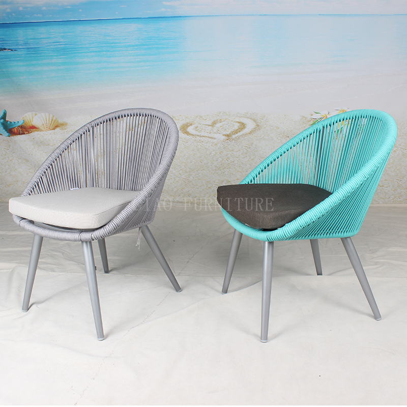 Grey rope outdoor balcony chair