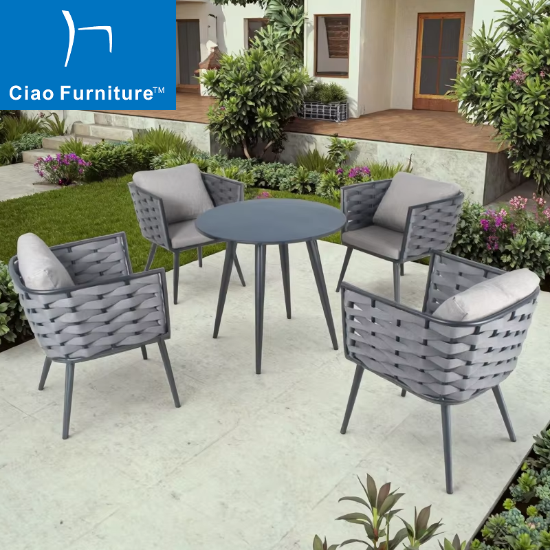 Garden round aluminum table and chairs set