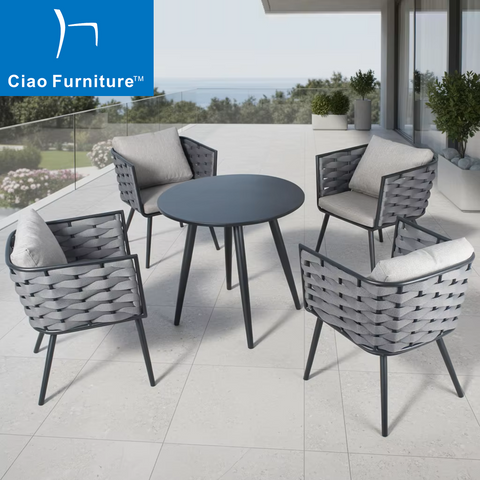 Garden round aluminum table and chairs set