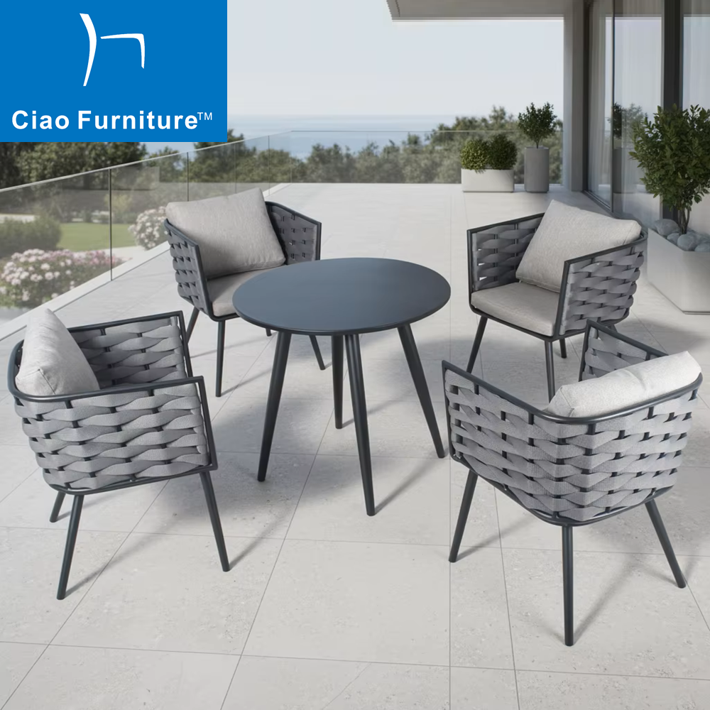 Garden round aluminum table and chairs set
