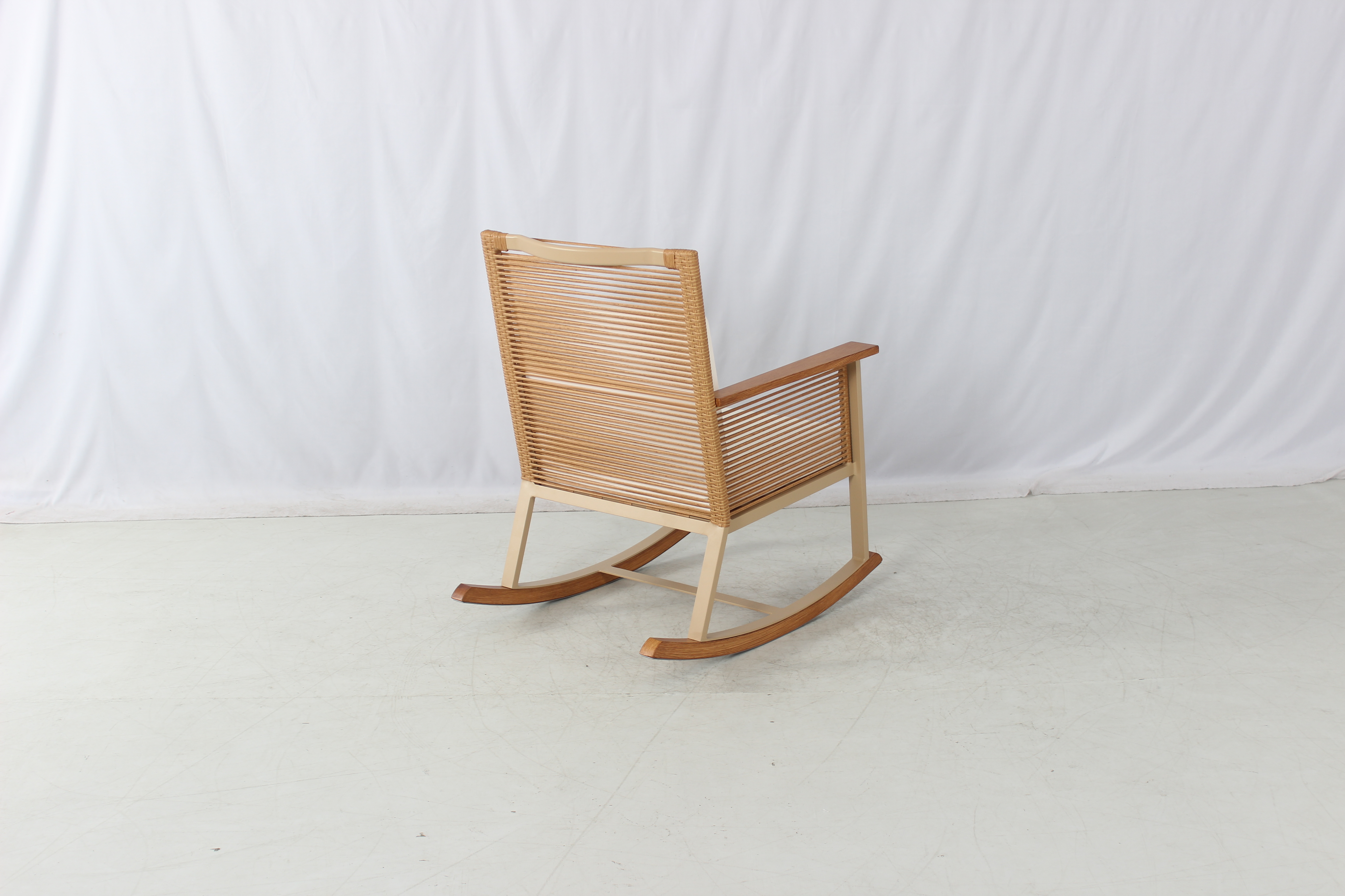 Hotel balcony 3 pieces outdoor rattan rocking chairs set