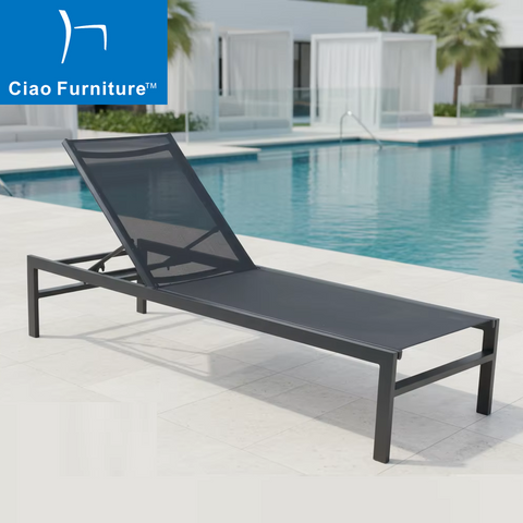 Aluminum frame textile pool chaise lounger