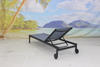 Patio reclining aluminum chaise lounge chair with wheels