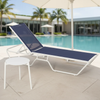 Hotel pool side furniture outdoor aluminum navy blue sling fabric chaise lounge