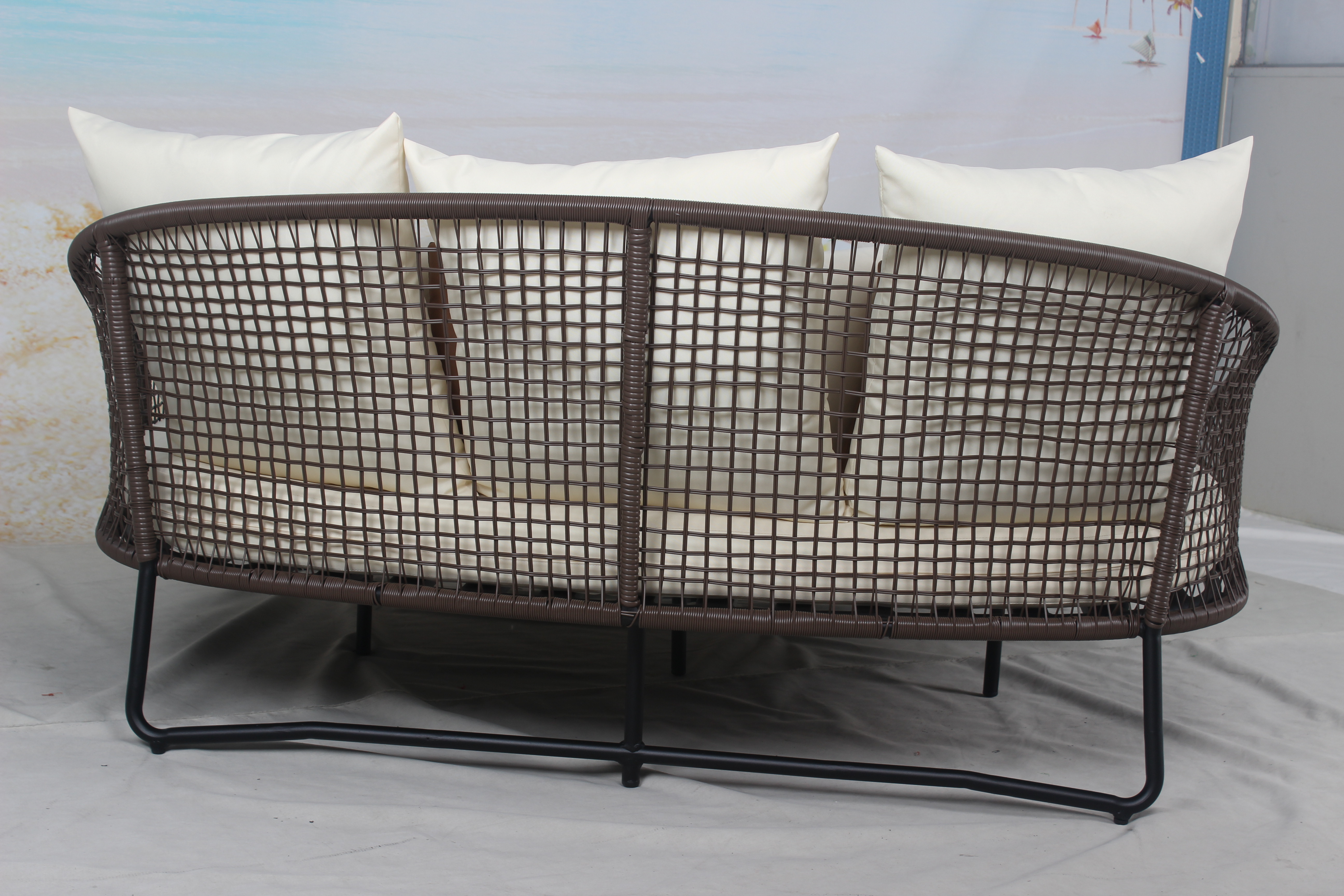 Resort pool furniture outdoor wicker double sunbed