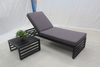 Black aluminum outdoor single lounge sunbed with purple cushion