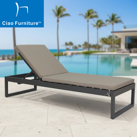 Aluminium pool chair outdoor chaise lounge with cushion