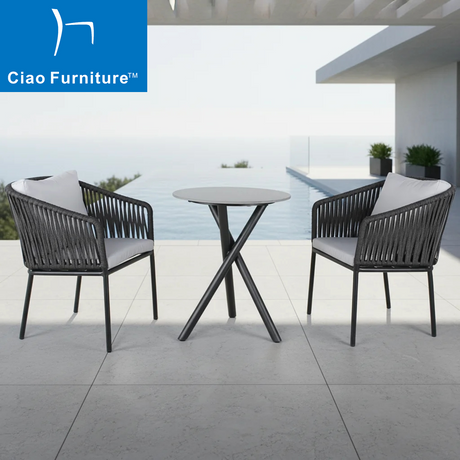 3 piece balcony black table and chairs set