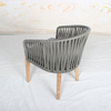 Grey rope woven wood outdoor dining chair