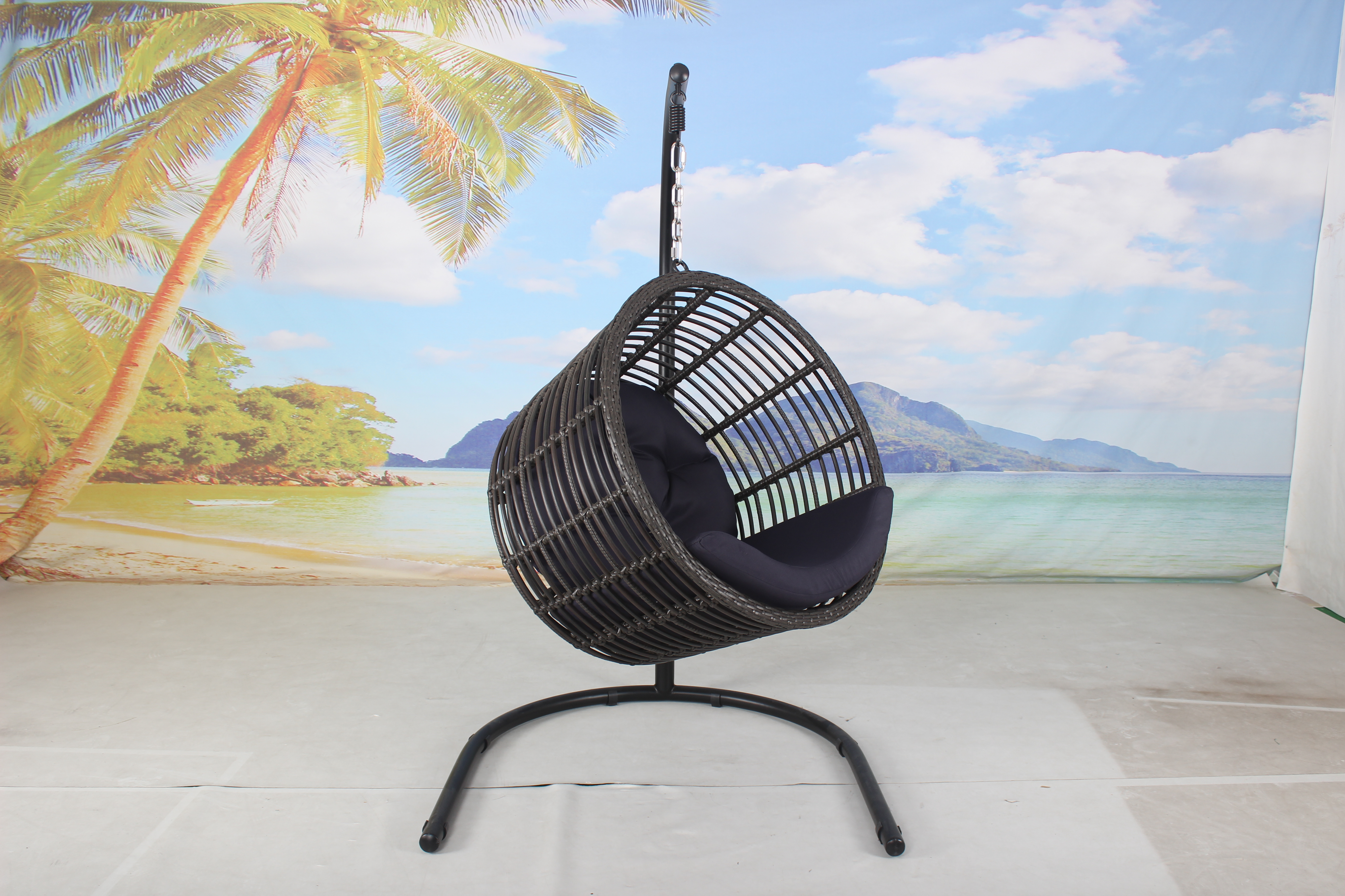 Outdoor garden wicker swing chair with stand