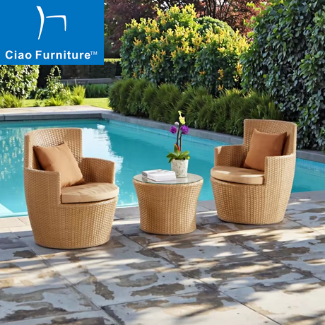 Balcony coffee table rattan chairs set
