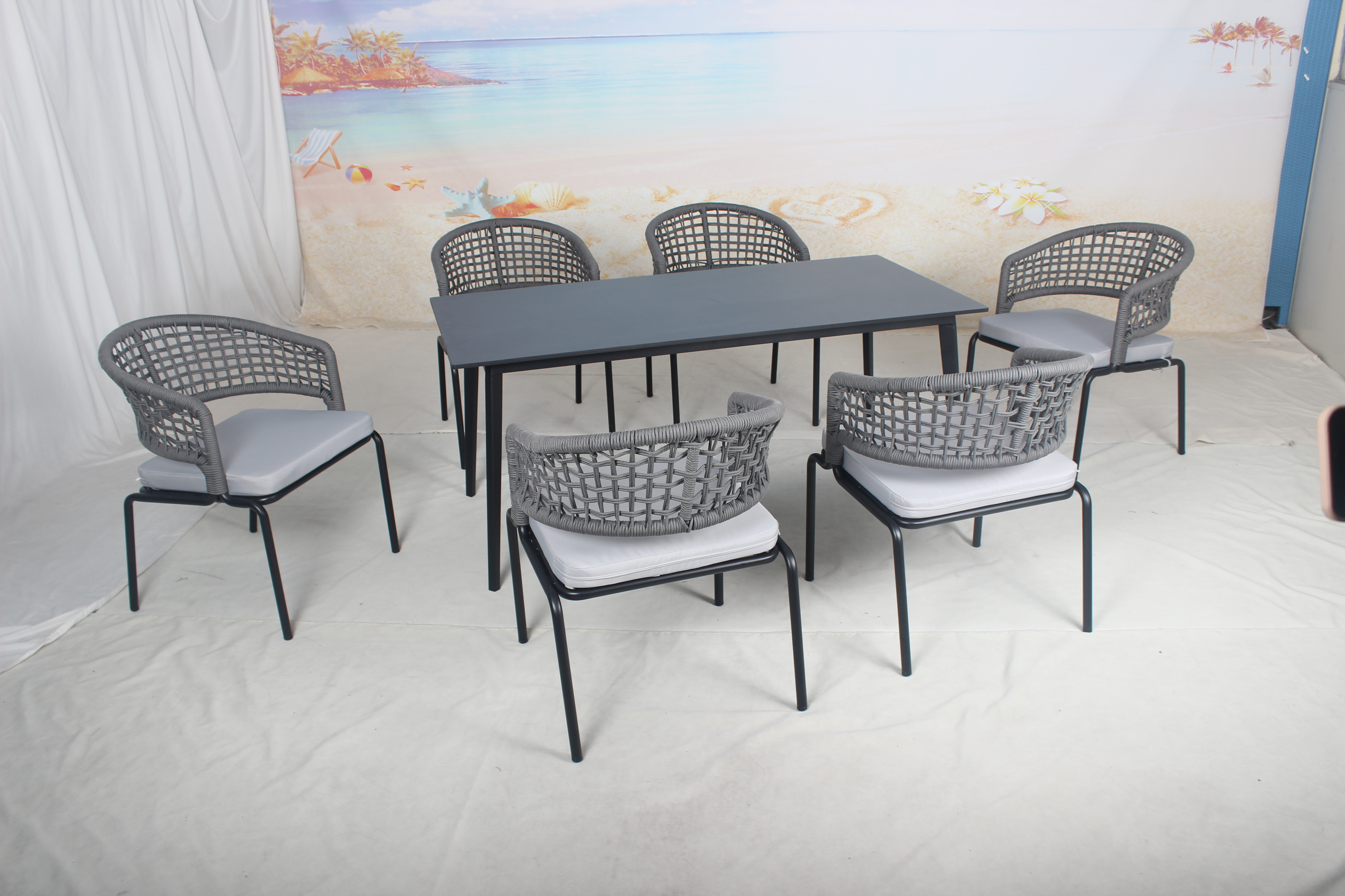 6 seat outdoor restaurant table and chairs set 