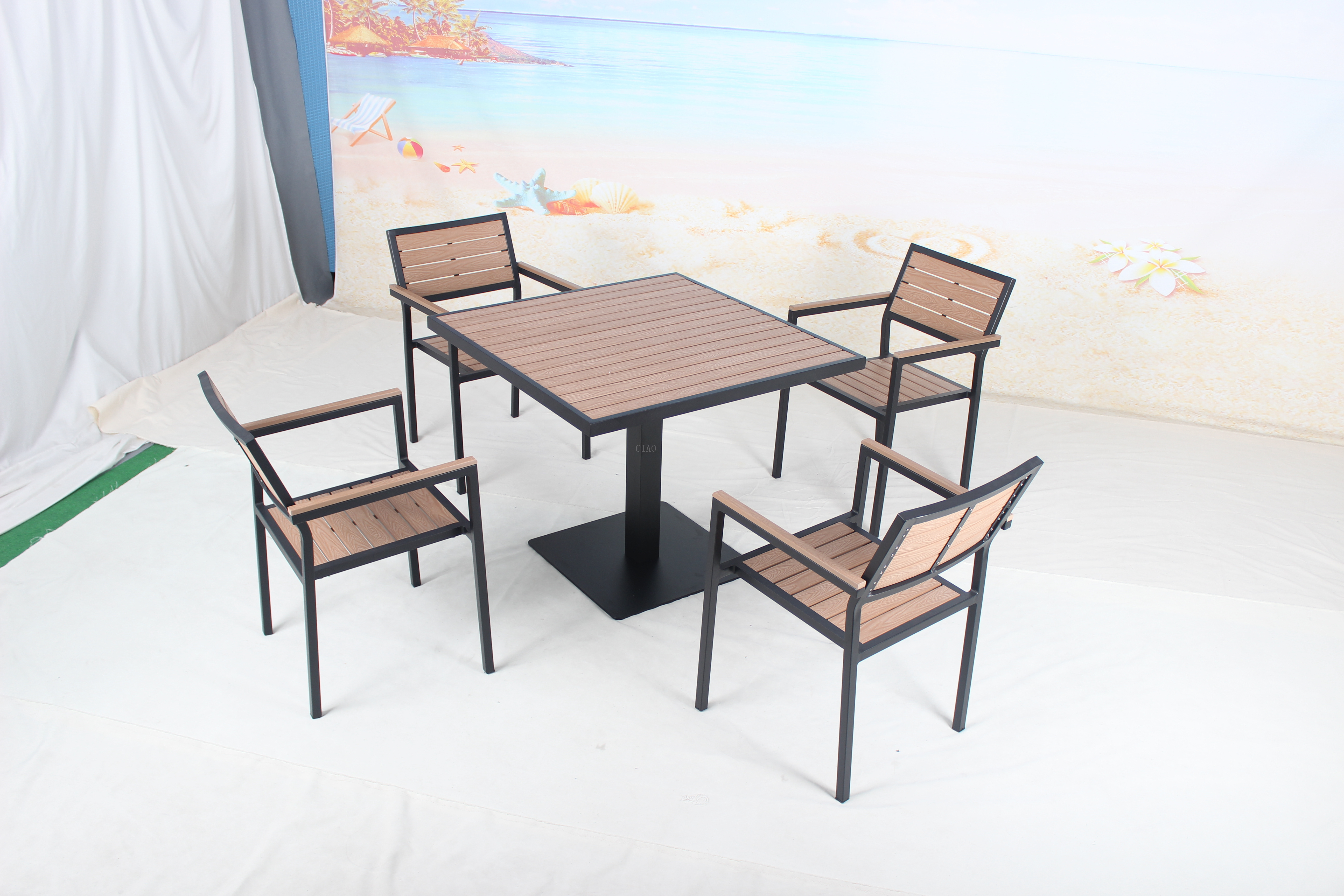 Outdoor garden plastic wood dining table set