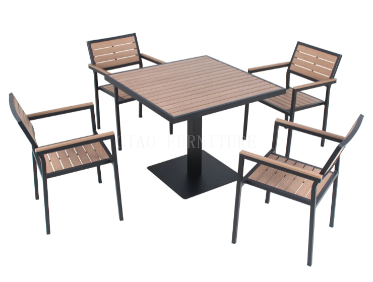 Outdoor garden plastic wood dining table set