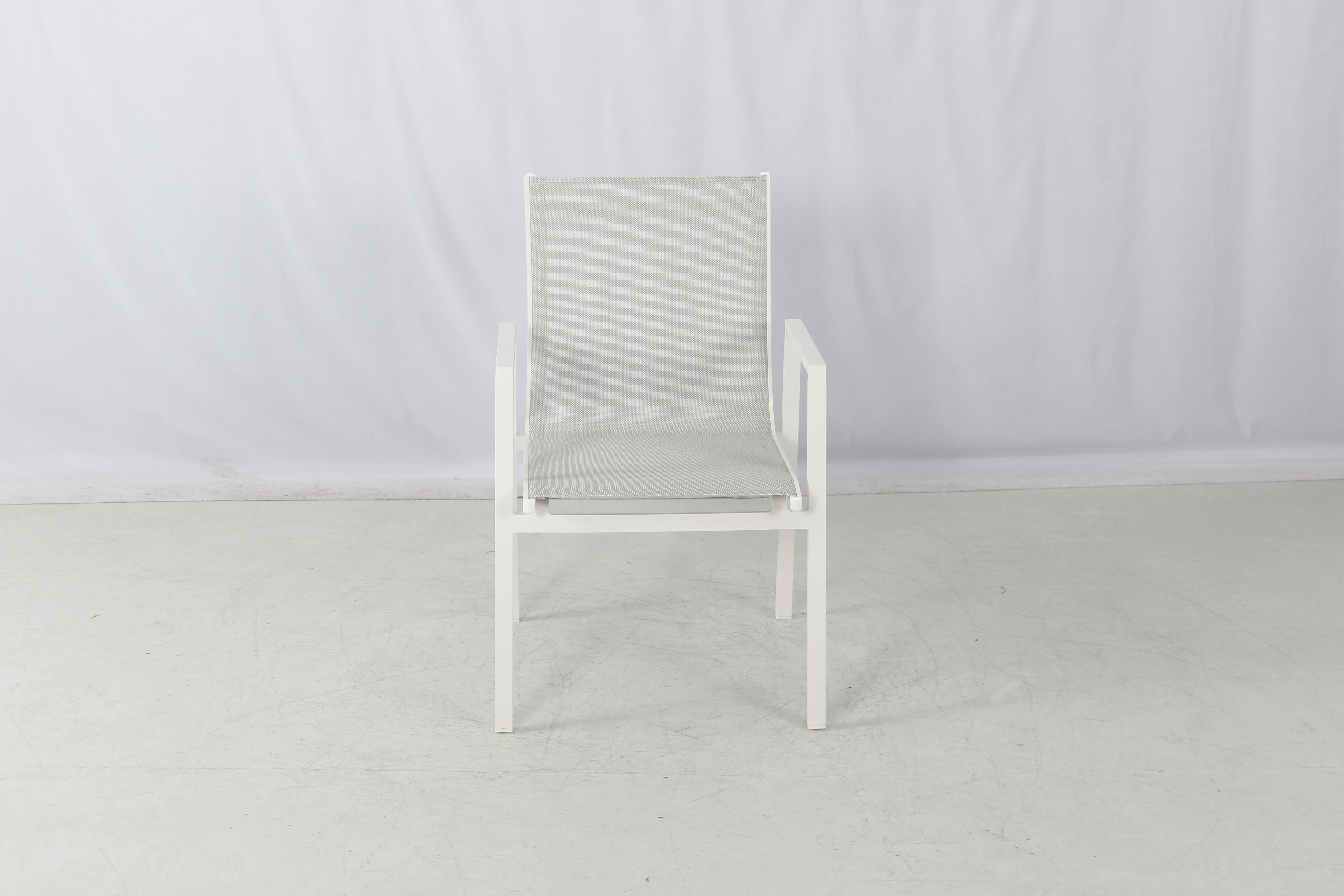 White aluminum 6 seater patio terrace dining furniture set