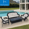 Outdoor balcony 4 pieces black PE wicker sofa
