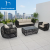 Foshan 4 pieces black rattan garden furniture sofa set