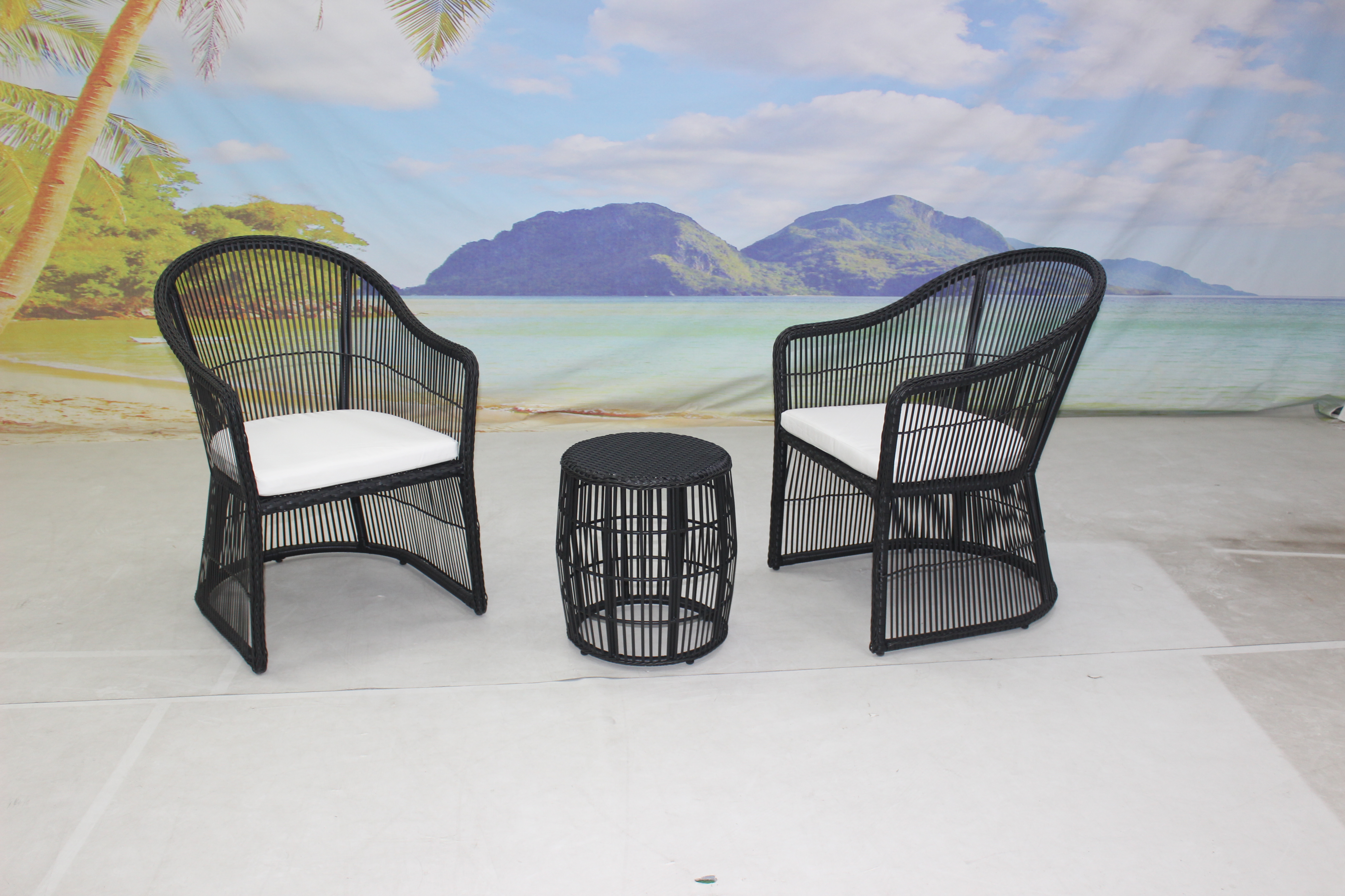 Synthetic Rattan 3 Pieces Patio Furniture Bistro Set