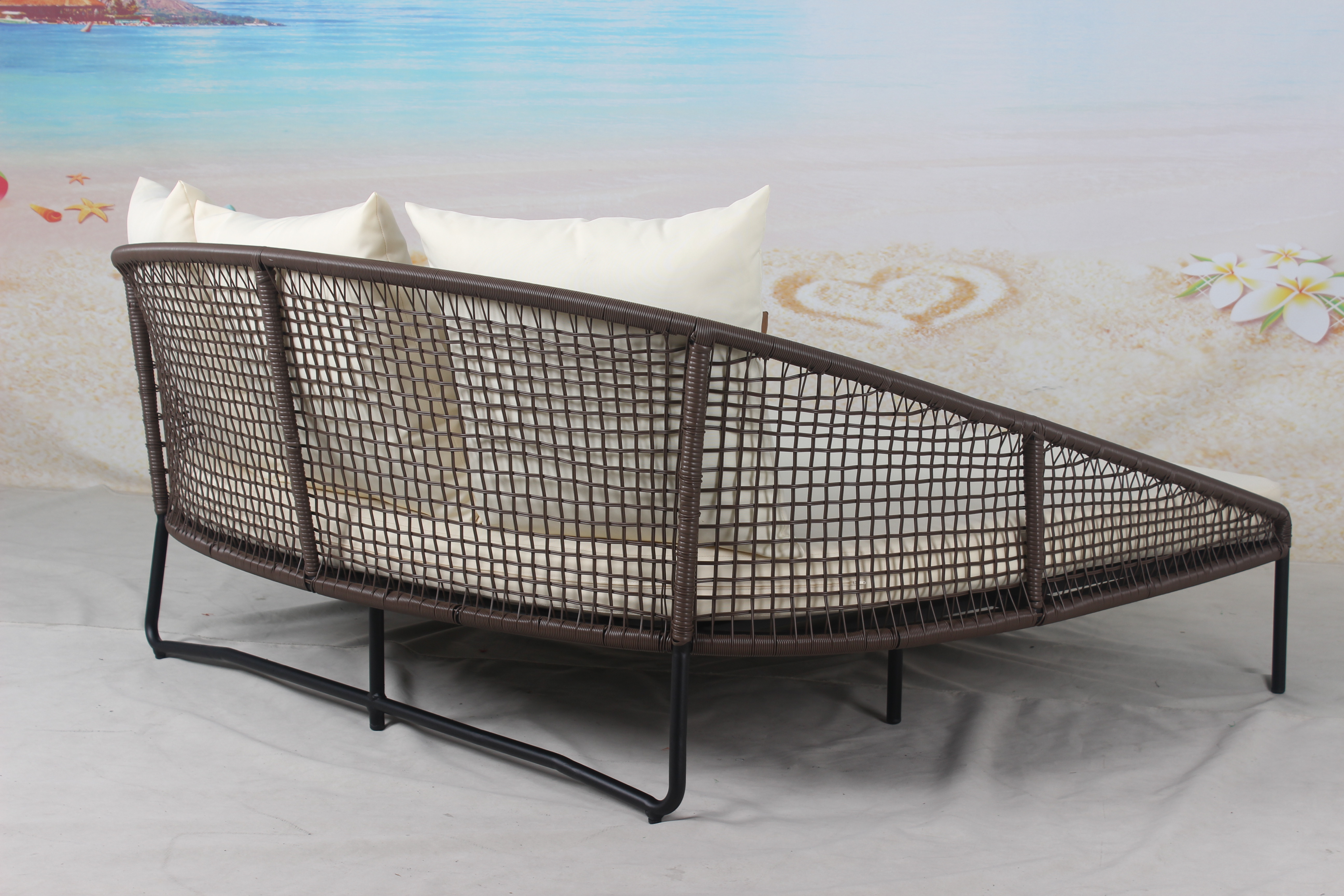 Resort pool furniture outdoor wicker double sunbed