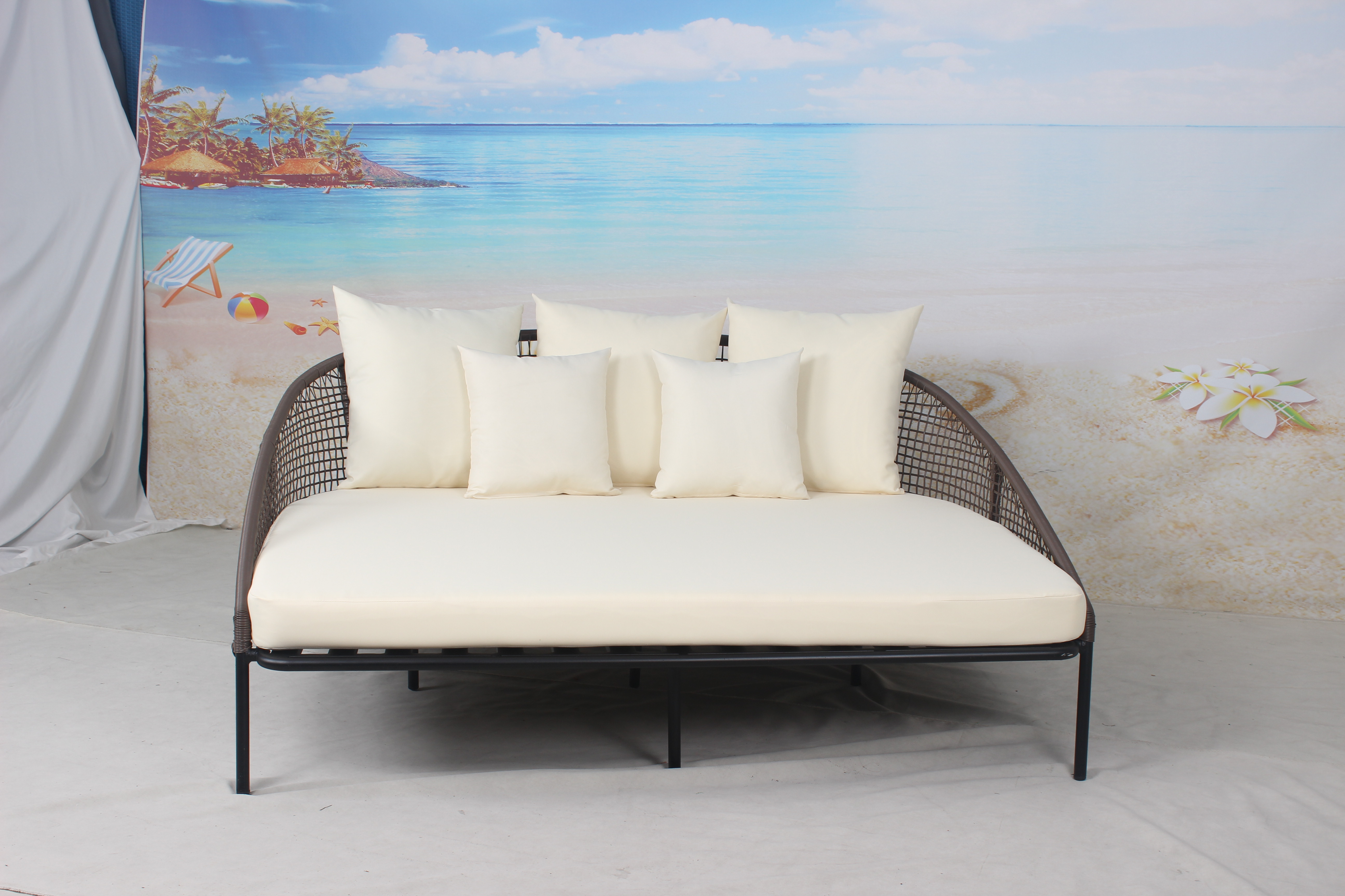 Resort pool furniture outdoor wicker double sunbed