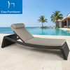 Brown rattan pool side furniture outdoor single sunbed with cushion