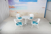 White terrace rattan chair and coffee table set 