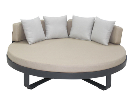 Poolside aluminum round sofa sunbed with cushion