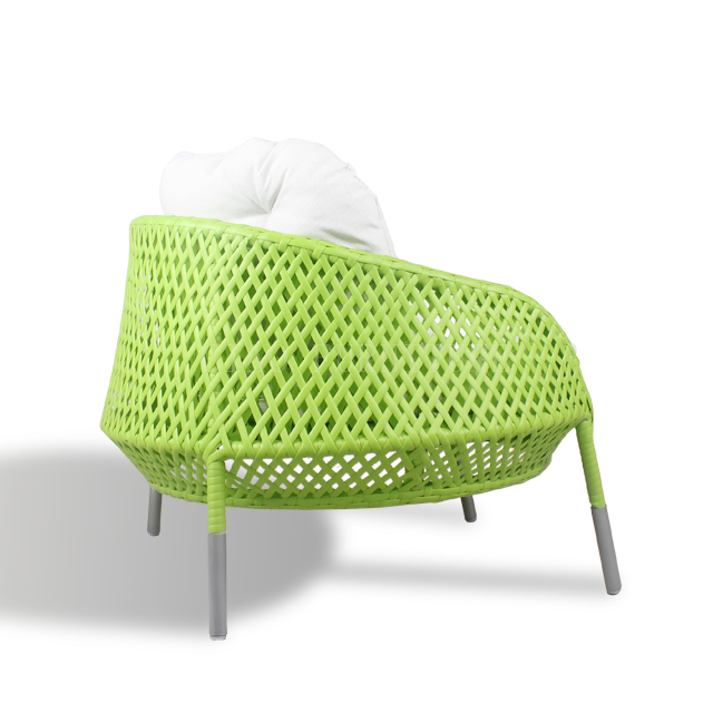 Green rattan patio single sofa chair