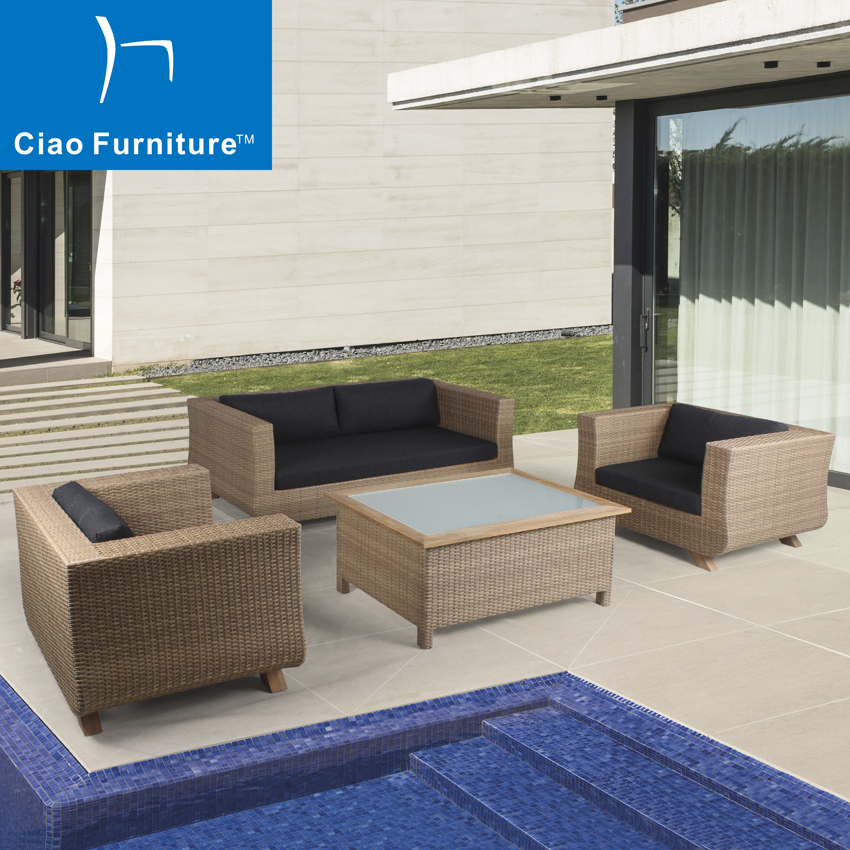 Garden furniture set 4 seater patio sofa