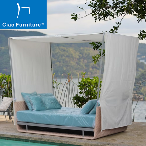 Outdoor beach lounge daybed with canopy