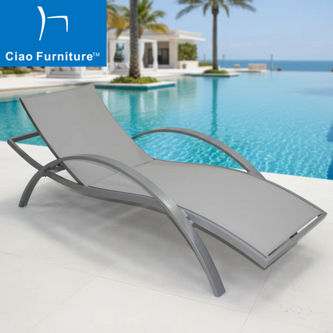 Outdoor sling aluminum stackable chaise lounge