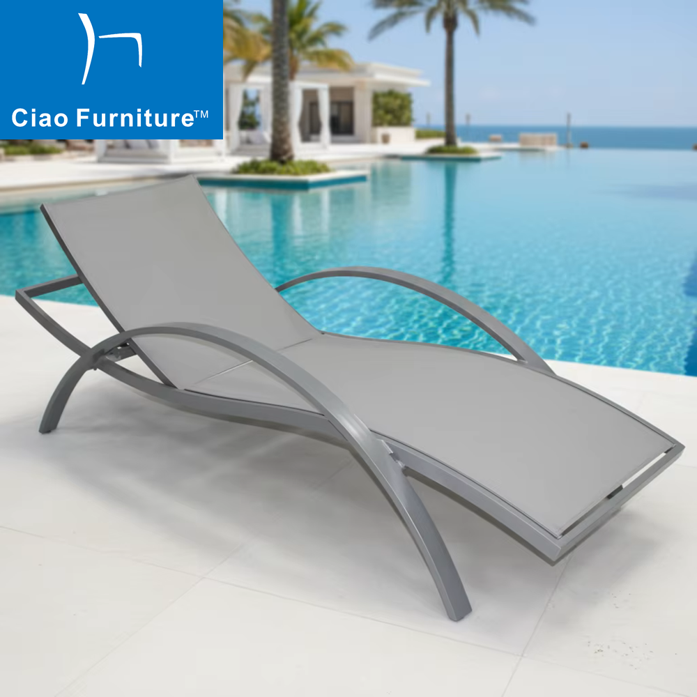 Outdoor sling aluminum stackable chaise lounge