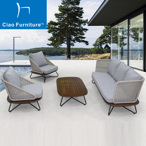 Foshan balcony furniture rope weaving outdoor sofa