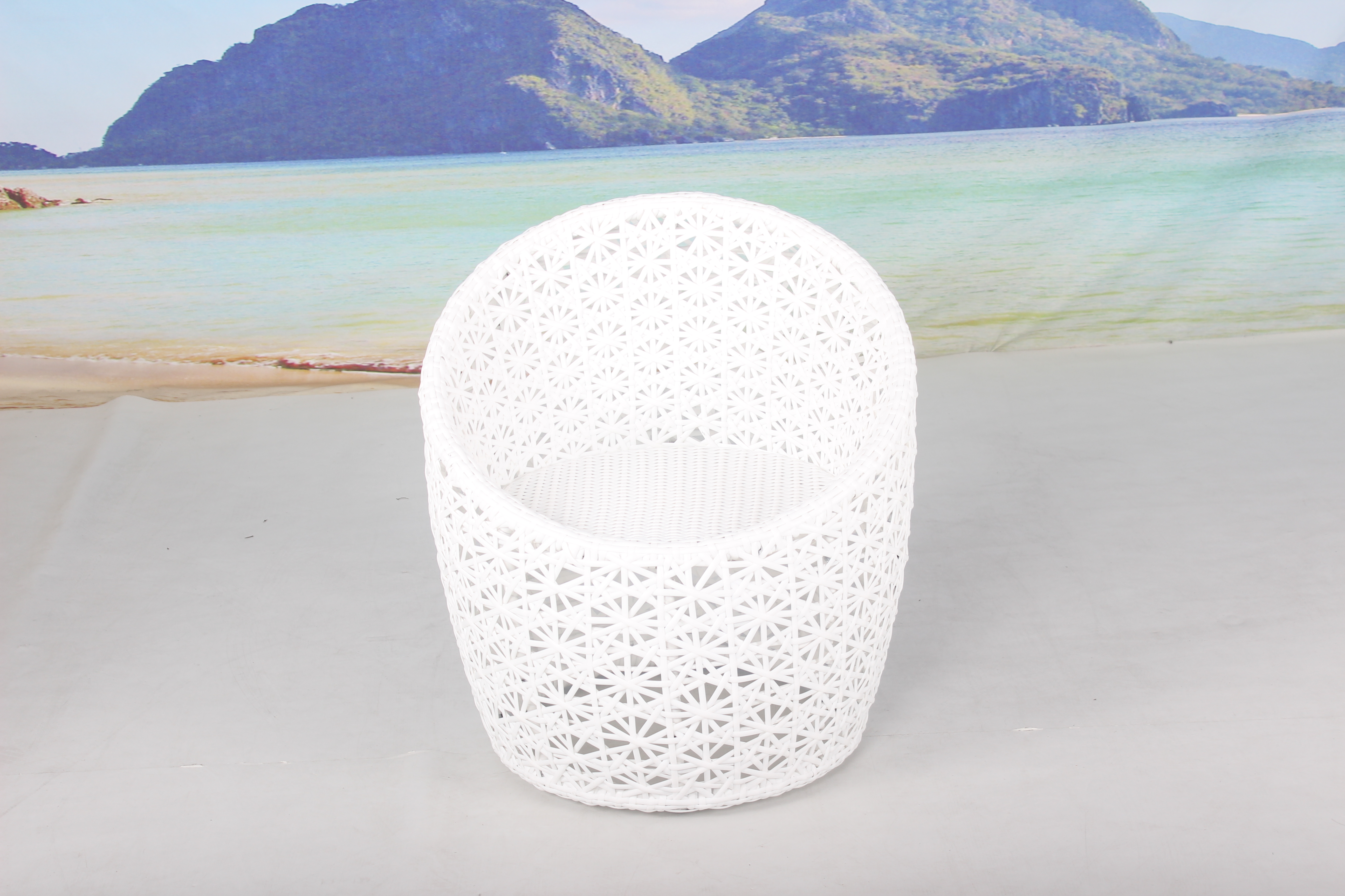 3 pieces white rattan balcony patio conversation set