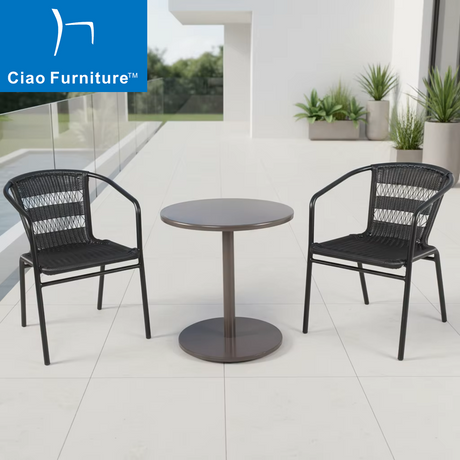 3 piece outdoor bistro wicker chair set