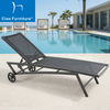 Black aluminum hotel pool chaise lounge chair