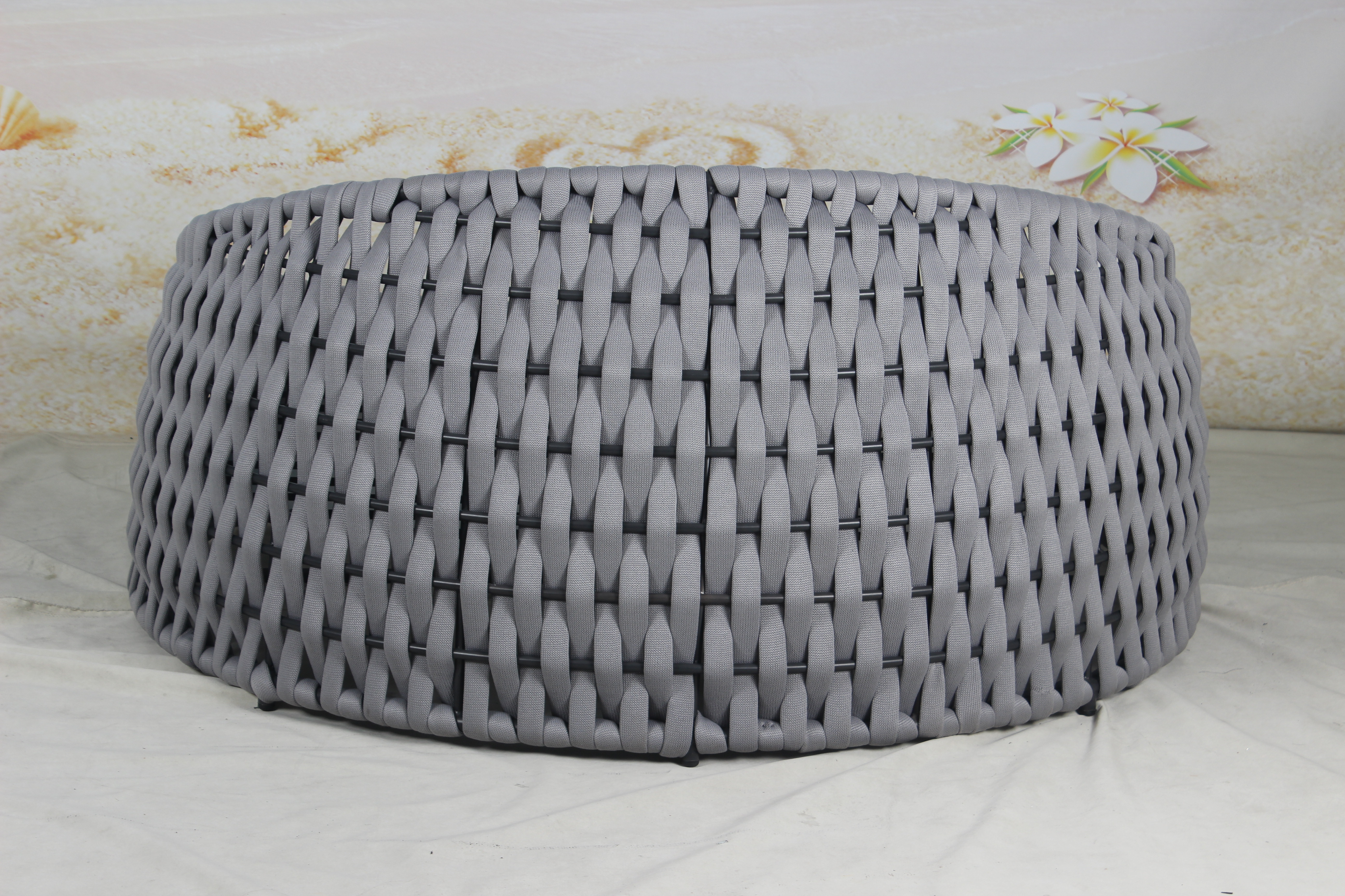 Modern resort poolside outdoor rope round daybed