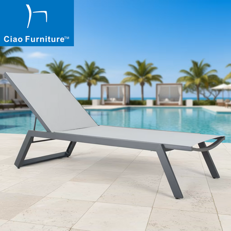 Aluminum adjustable outdoor poolside chaise lounge