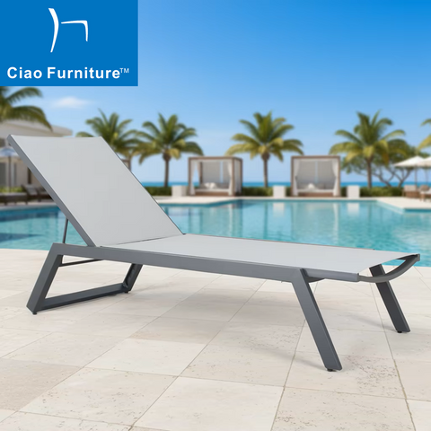 Aluminum adjustable outdoor poolside chaise lounge