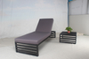 Black aluminum outdoor single lounge sunbed with purple cushion