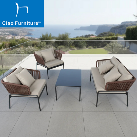 Hotel resort outside garden furniture rope weave sofa set 