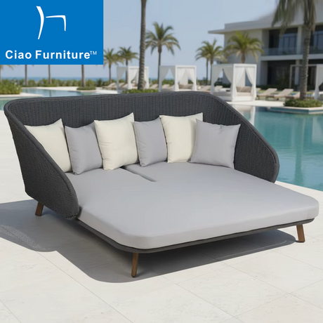 Modern outdoor patio rope double daybed