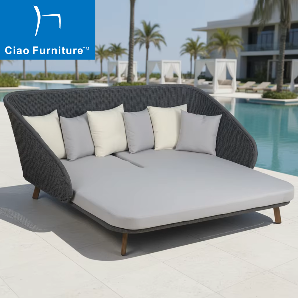 Modern outdoor patio rope double daybed